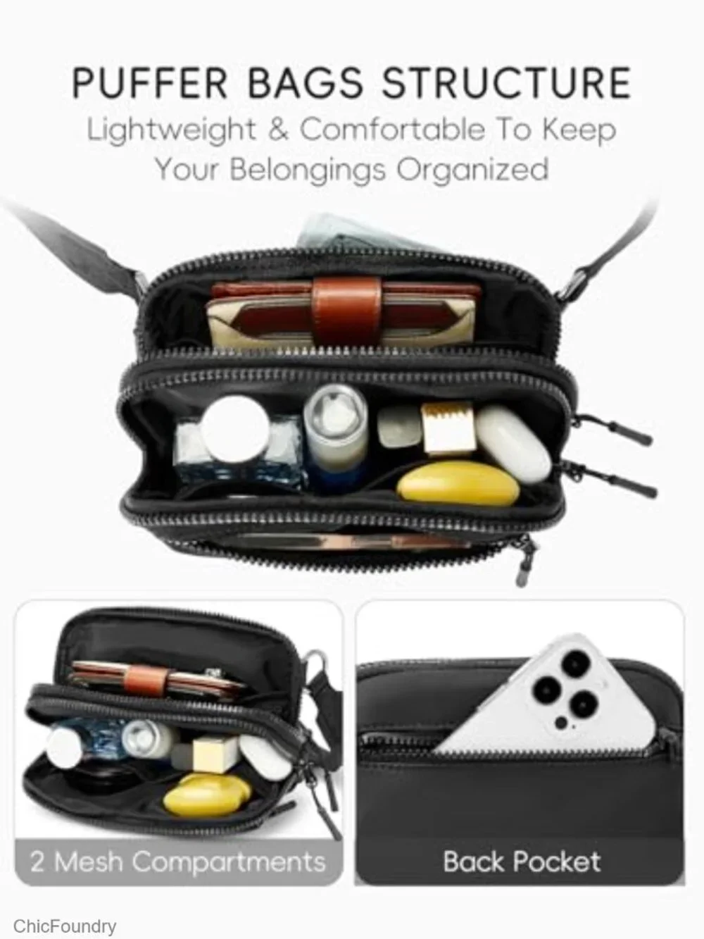 Small Nylon Crossbody Bag with Adjustable Strap for Travel